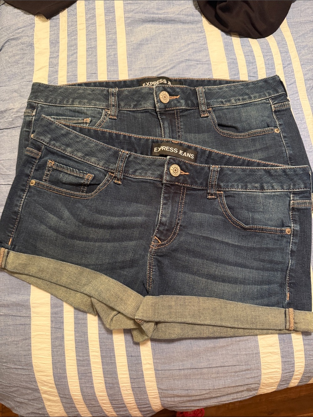 Express Women’s Blue Denim Roll-Cuff Jean Shorts